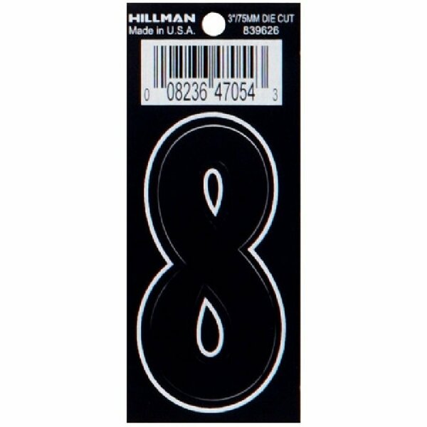 Hillman Number, Character: 8, 3 in H Character, Black Character, Vinyl 839626